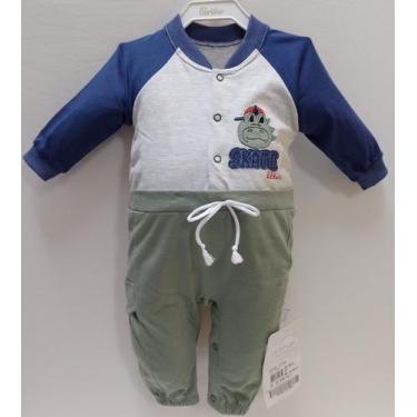 Imagem de Macacão Longo Luxo Bebê Menino Bordado Le Bhua Paraiso 13645, Verde mi