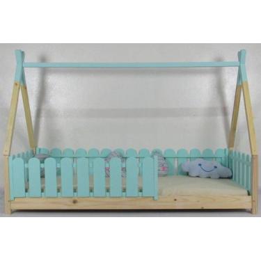 Imagem de Cama Montessoriana Solteirão Cabana Colorida Madeira Maciça Pinus - Pi