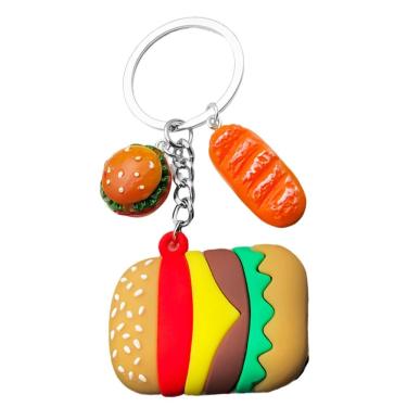 Imagem de Chaveiro 3D com pingente de hambúrguer e cachorro-quente para amantes da comida