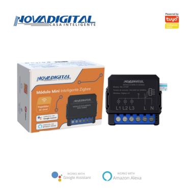 Imagem de Interruptor mini relé Inteligente Zigbee 3 Canais Tuya Smart Life Alexa Smart Switch NovaDigital