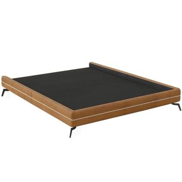 Imagem de Cama Casal Pés Ferro 148cm Otto Corano Caramelo Bouclé Off White - Nexta Casa