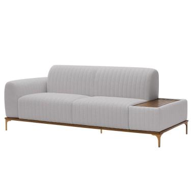 Imagem de Sofá Molino 3 Lugares 180cm C/mesa Auxiliar Esquerdo Pés Ouro.f Bouclé Cinza Claro - Nexta Casa