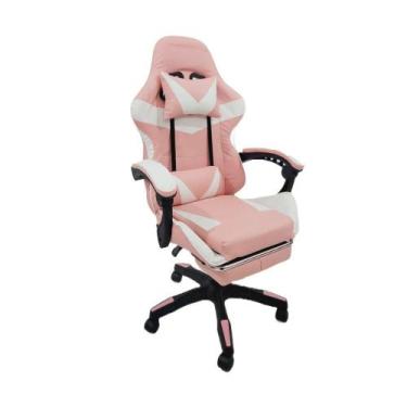 Imagem de Cadeira Gamer Stillus Oficial Apoio Pés Branco/rosa - Oficial Webshop