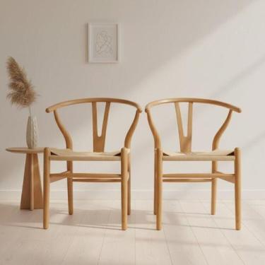 Imagem de Kit com 2 Cadeiras para Sala de Jantar Madeira Maciça Wishbone - Rivat