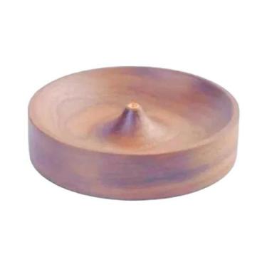 Imagem de Suporte Redondo De Madeira Maciça Artesanal Para Incenso E Bandeja De 
