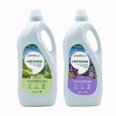 Imagem de Kit 2 Lava Roupas Líquido Positiva 3L cada 1 Capim-Limão e 1 Lavanda