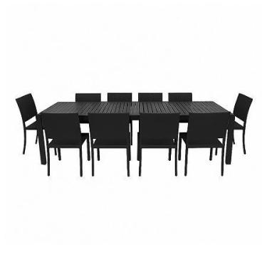 Imagem de Jogo De Mesa Com 10 Cadeiras Fibra Sintética E Alumínio - Sarah Móveis