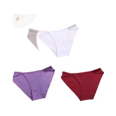 Imagem de Calcinhas De Algodão Listradas Para Mulheres 3PCS Lingerie Sexy Respir