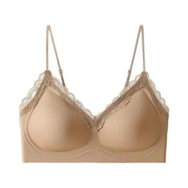 Imagem de Sutiã Feminino Sem Costura De Renda Fino Para Seios Pequenos Com Alça 