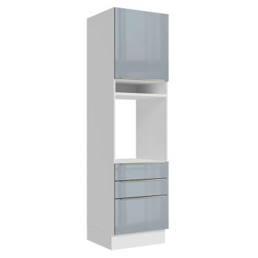 Imagem de Torre Quente 60 cm 1 Porta 3 Gavetas Branco/Cinza Lux Madesa