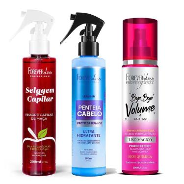 Imagem de Kit Vinagre de Maça, Penteia Cabelo e Bye Bye Forever Liss
