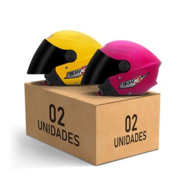 Imagem de Kit 2 Capacetes New Liberty 3 Aberto Viseira Fumê Pro Tork Masculino F