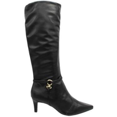 Imagem de Bota Cano Alto Bebecê Adorno Dourado Salto Médio Feminina-Feminino