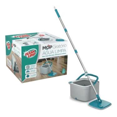 Imagem de Mop Giratório Flash Limp Cinza e Verde Microfibra Água Limpa - Congrat