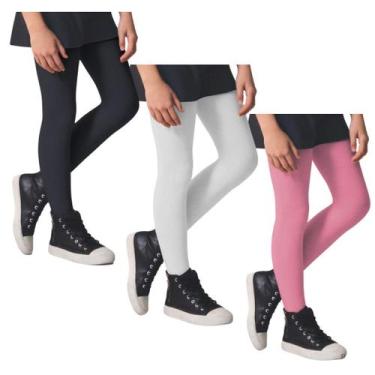 Imagem de Kit 3 Meia Calça Infantil Algodão Fio 80 Selene 9555, G, Rosa