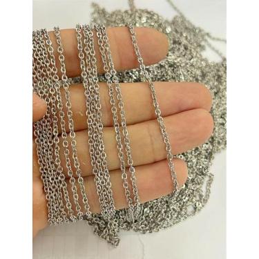 Imagem de Corrente Cadeado Diamantada Aço Inox 0,60mm Antialérgica 1 Metro - no-