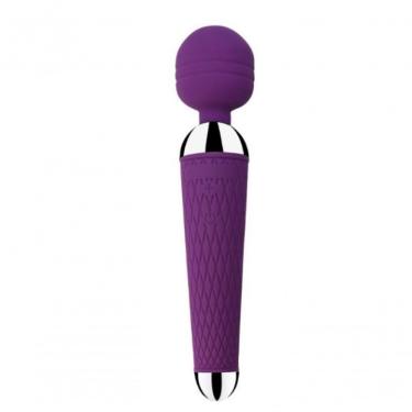 Imagem de Massageador Recarregável Varinha Mágica 10 Vibrações em Silicone Portátil Roxo com Toqu...