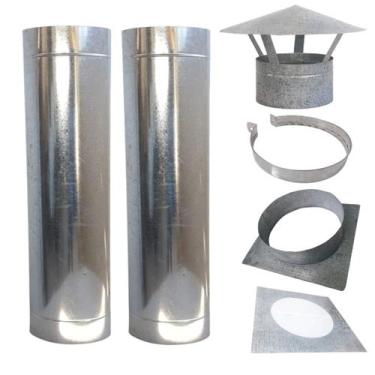 Imagem de Kit Chaminé 7Pol 2M Chapeu Chines/Adapta/Acabam/Abraçadeir - INOX LAUR