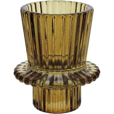 Imagem de CASTIÇAL PORTA VELA DECORATIVO HOME&CO VIDRO 7x6x6cm MARROM