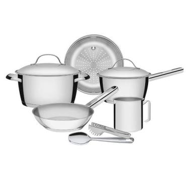 Imagem de Jogo Panelas Allegra 5 Peças com Fervedor Colher e Pegador Tramontina