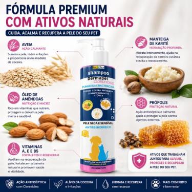 Imagem de Shampoo Pet com Clorexidina 2%  Coceira, Seborreia e Irritação + Aveia