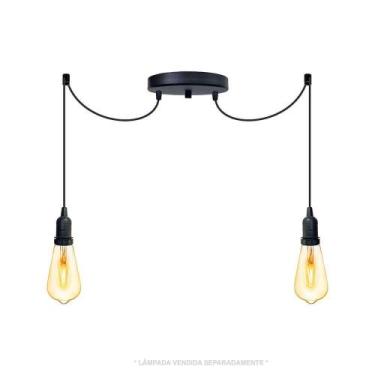 Imagem de Lustre Aranha Com 2 Pendentes (2m Cabo Preto + Soquetes + Canopla) - T