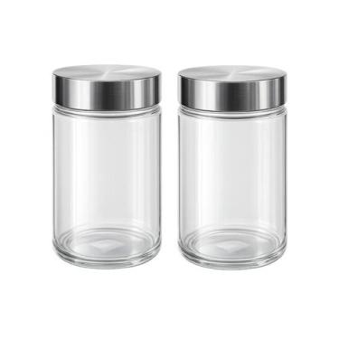 Imagem de Kit 2 Pote Vidro Tampa Inox 1250ml Cozinha Biscoito Porta Mantimento M