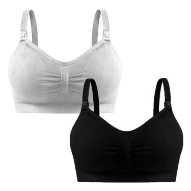 Imagem de Kit2 Sutia Amamentação Reforçado Lingerie Roupa Maternidade COR:PRETO-