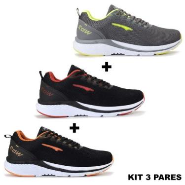 Imagem de kit 3 Pares Tenis Masculino Casual Dia a Dia - RDW, Vermelho, Laranja,