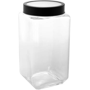 Imagem de Pote de Vidro Lyor 2,2L Tampa de Metal Preta Porta Mantimentos Gran Ga