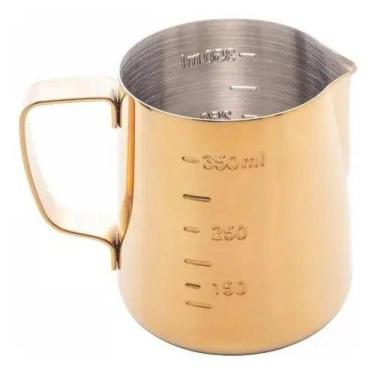 Imagem de Leiteira de Aço Inox Dourada 350ml Com Medida Lyor
