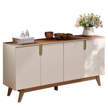 Imagem de Buffet Aparador Recife 4 Portas - Mobler, Off White/Amêndoa