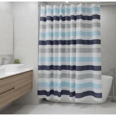 Imagem de Cortina Samalar Para Box + 12 Ganchos 1.78x1.98cm Verde/azul, Azul-cla