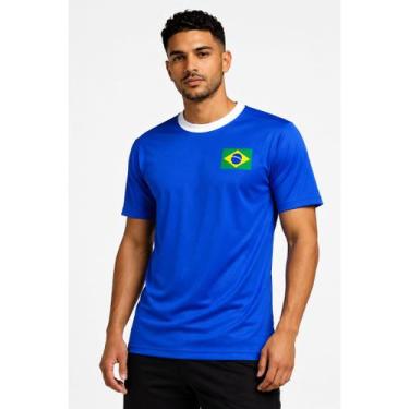 Imagem de Kit Torcedor Brasil Camisa Dry Fit com Corneta_Vuvuzela, Azul, M