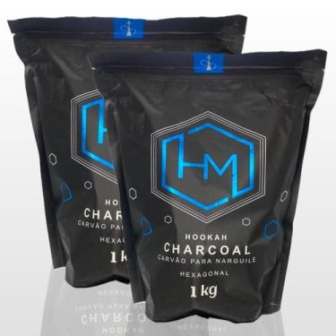 Imagem de Kit 2 Carvão Hexagonal Premium HM 1kg  Coco Natural, Longa Duração, Ba