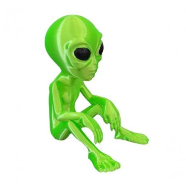Imagem de Boneco Decorativo Alienígena Extraterrestre Figura de Ação Detalhada 3D Plástico PLA 6,5CM Verde Neon