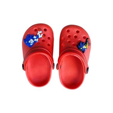 Imagem de Sandália Babuche Infantil + 4 Enfeites Sonic Meninos - Giovanna, Verme