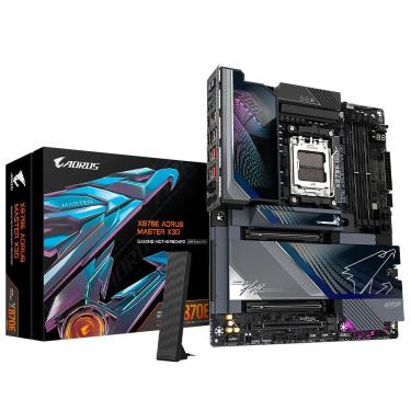 Imagem de Placa Mãe X870E AORUS Master X3D com Socket AM5 e DDR5 Preto Gigabyte com Pcie 5.0 4x M.2.5GBE RGB