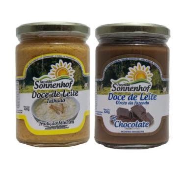 Imagem de Kit 1 Doce de Leite Mineiro Talhado + 1 com Chocolate 420g - Fazenda S