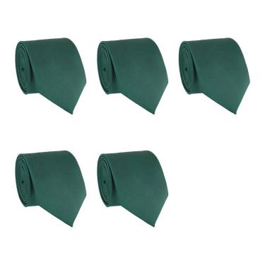Imagem de Kit 5 Gravatas Lisas Social Tons de Verde Masculina Slim Padrinho Casamento Noivo Trabalho Congresso