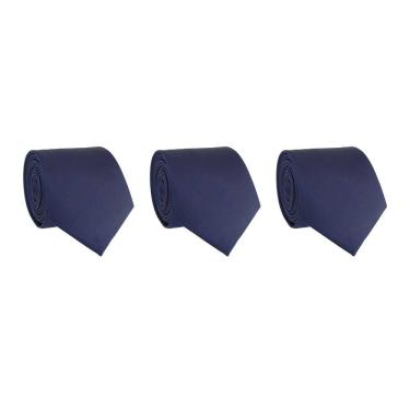 Imagem de Kit 3 Gravatas Social Masculina Slim Lisa Padrinho Casamento Noivo Trabalho Congresso Tons de Azul