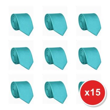 Imagem de Kit 15 Gravatas Social Tons de Verde Masculina Slim Lisa Padrinho Casamento Noivo Trabalho Congresso