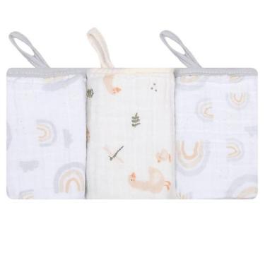 Imagem de PANINHO DE BOCA SOFT 40X 40Cm KIT C/03 Un COM PRENDEDOR DE CHUPETA PAR
