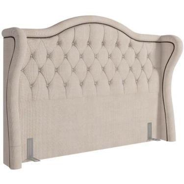 Imagem de Cabeceira Cama Box Queen 160 cm P05 Lisboa Linho Creme Lyam Decor
