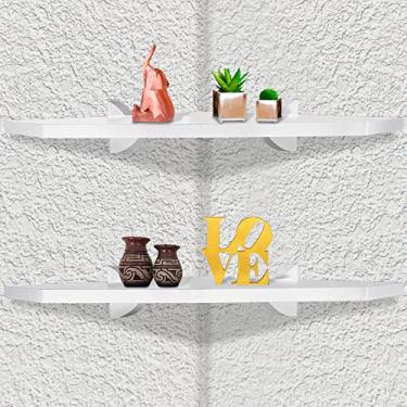 Imagem de loja da Isa - Kit 02 Prateleiras Decorativas de Canto Organizadoras P/Quarto Sala Cozinha Em MDF 35 X 35 - Branco