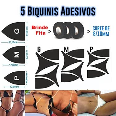 Imagem de Kit 5 Adesivos Biquini Tamanho (G) Bronzeamento Artificial + Fita E Tatoo