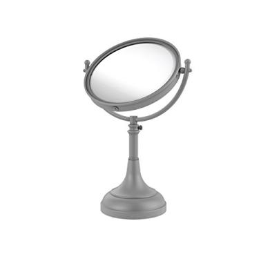 Imagem de Espelho de maquiagem Allied Brass DM-1/4X de altura ajustável de 20 cm Vanity Top 4X Ampliação, cinza fosco