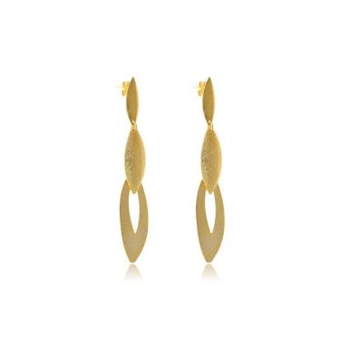 Imagem de Brinco Grande De Folhas Sobrepostas Folheado Em Ouro 18k