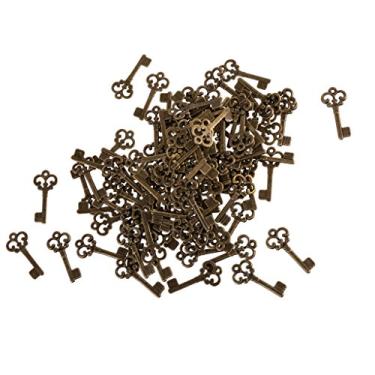 Imagem de Bonarty Lote com 100 pingentes retrô de bronze esqueleto para encontrar joias artesanais