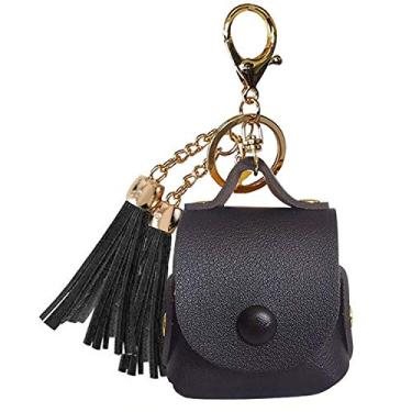 Imagem de MODOS LOGICOS Capa de carregamento para AirPods Apple, capa de couro PU com borlas caídas - preta